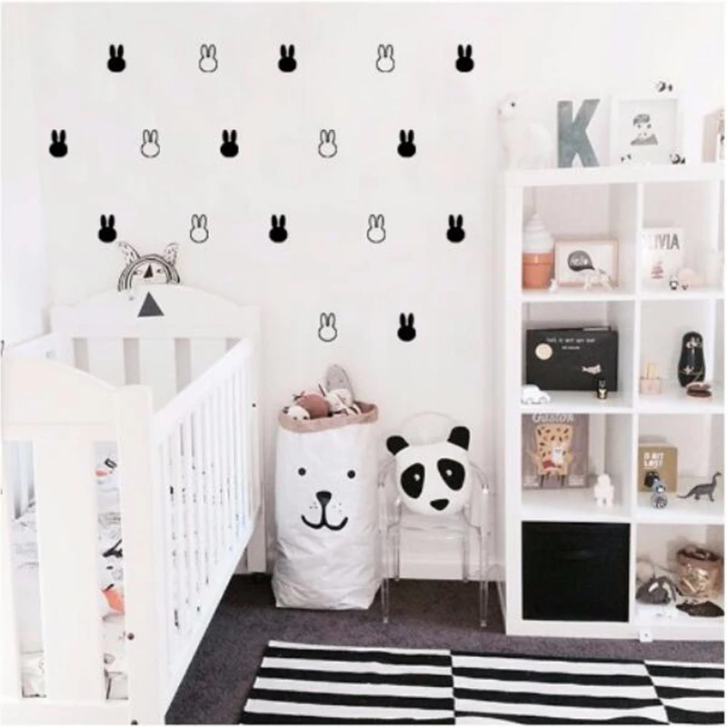 Настенные наклейки с кроликом из мультфильма «сделай сам», настенные наклейки для Nusery, украшения детской комнаты, спальни, гостиной