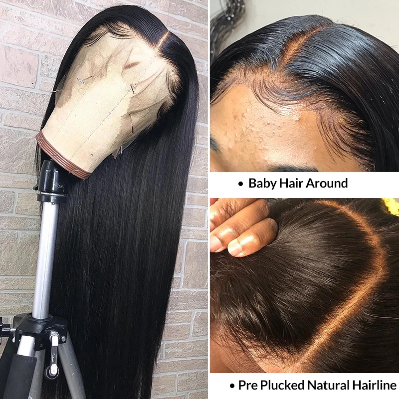 Luvin-Cheap-26-28-30-Inch-Straight-Glueless-Lace-Front-Human-Hair-Wigs-Brazilian-Long-Frontal