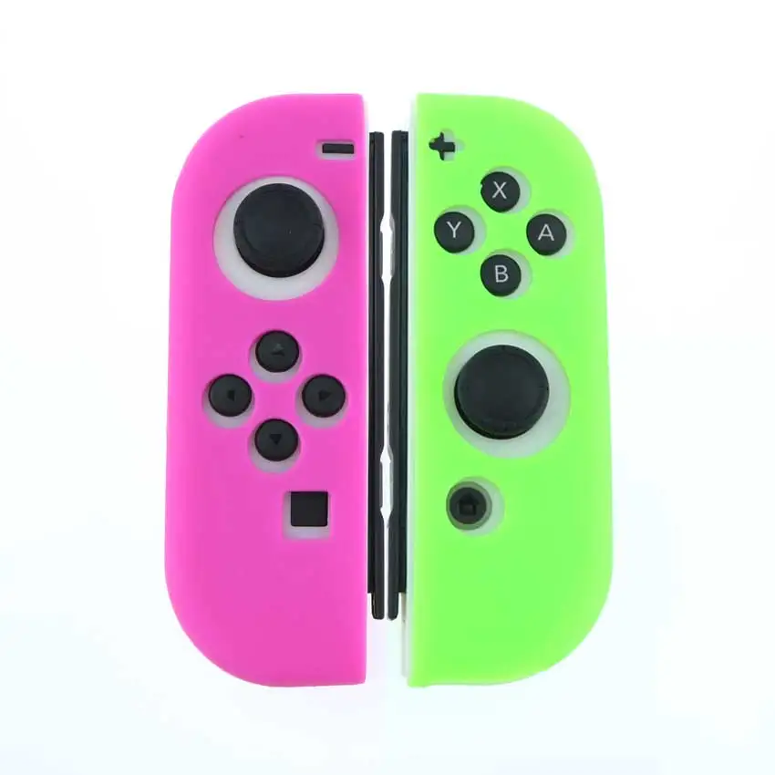 1 комплект, зеленый, розовый, желтый цвет, Splatoo n, силиконовый чехол для пульта дистанционного управления, защитный резиновый чехол для NX NS Joy-con - Цвет: L-G