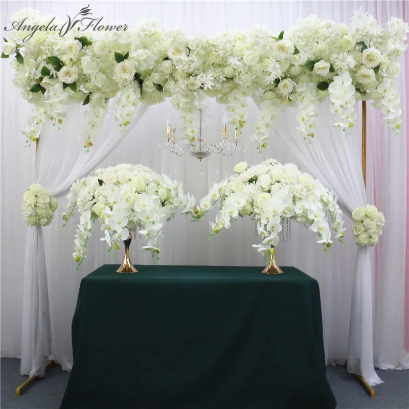 

Luxury custom silk rose orchid flower row arrangement table centerpiece flower ball party wedding arch decor artificial flower