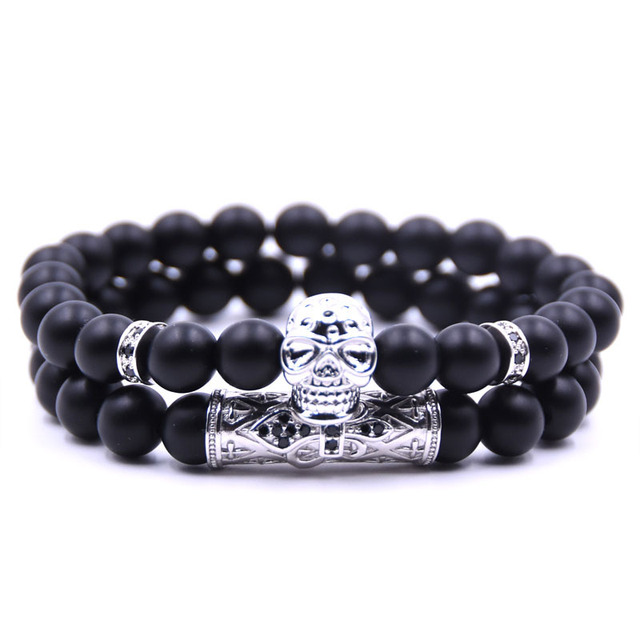 Arrival Skull Bracelet femme Friends Natrual Stone Beads Bracelets For Women Men Jewelry Pulseras Mujer bracciali uomo