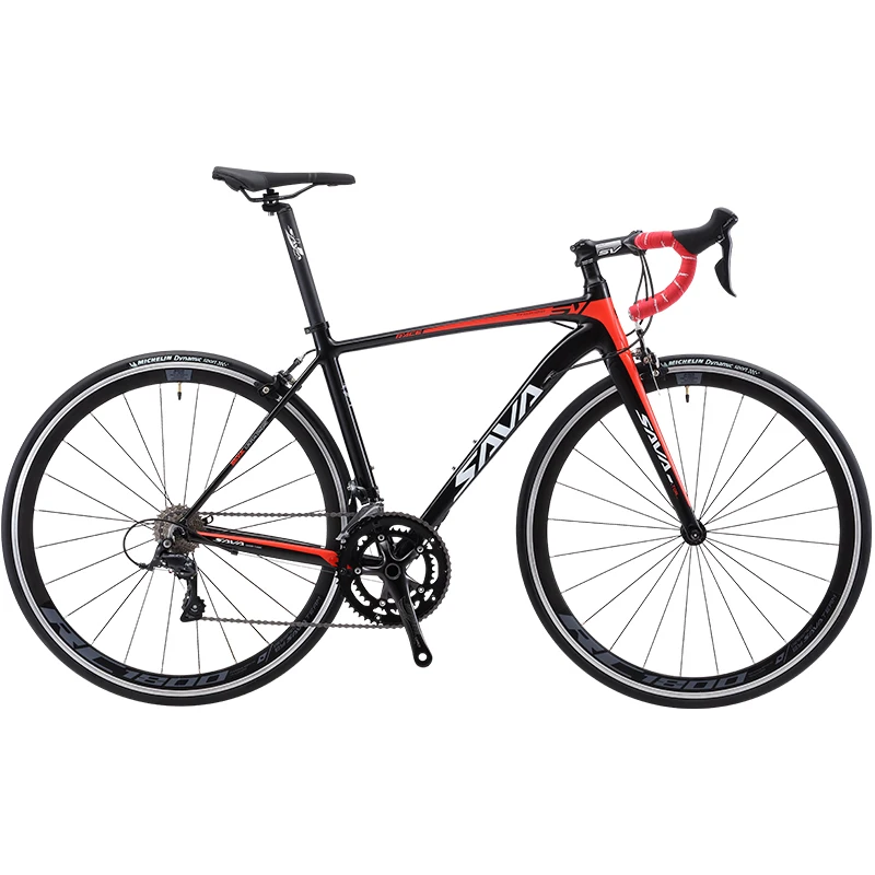 SAVA Racing Road Bike 18 Speeds Road Bicycle Aluminum frame+ Carbon fork Road Bike with SHIMANO SORA 18 Speed Road Bike Bicycle