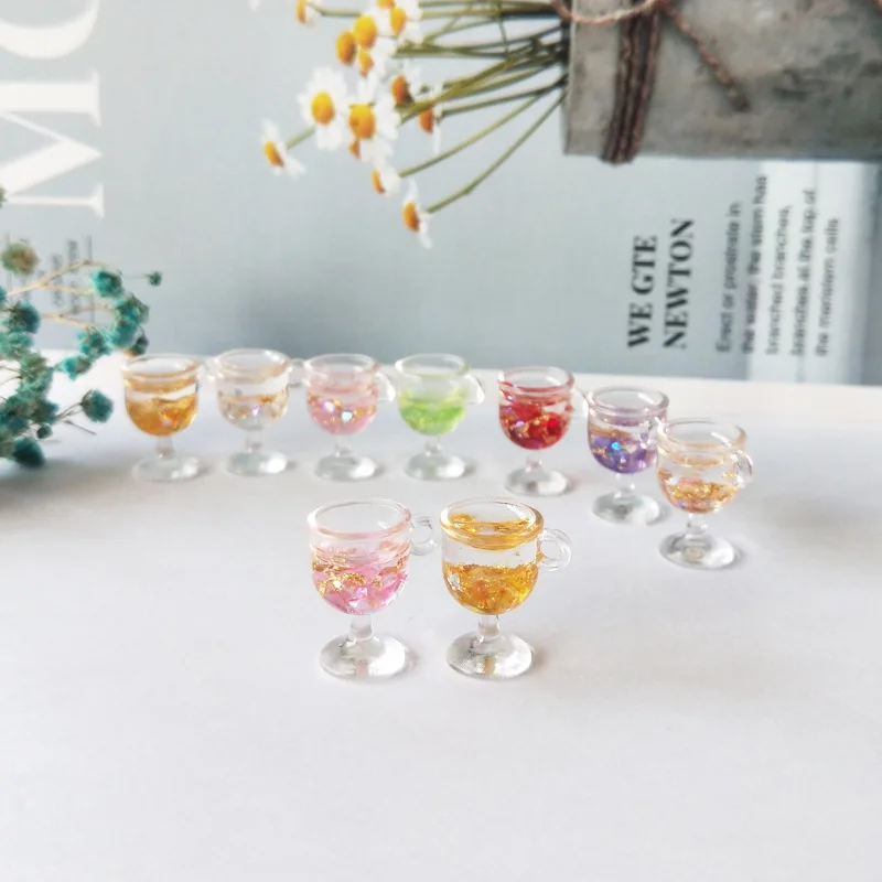 

10Pcs Glitter Goblet Resin Mini Food Jewelry Findings Diy Charms Necklace Earring Making Accessories:18*12mm