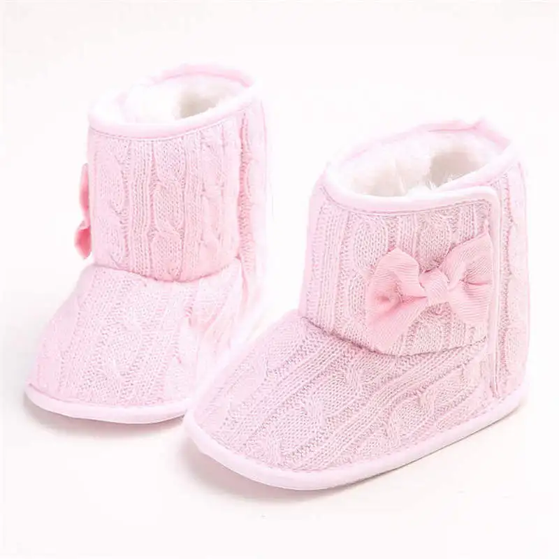 Г. Зимние розовые От 0 до 2 лет с милым бантиком для мальчиков и девочек, домашние детские зимние ботинки ботиночки теплые плюшевые ботинки с хлопковой подошвой, нескользящая обувь для малышей