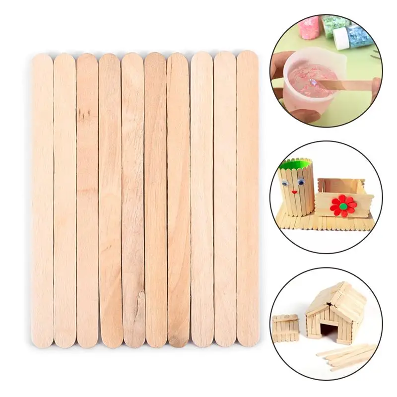 

50pcs/Lot Wood Ice Cream Sticks Pop Popsicle Sticks For DIY UV Epoxy Mixing Handwork Art Crafts Wood Handmade Accessories