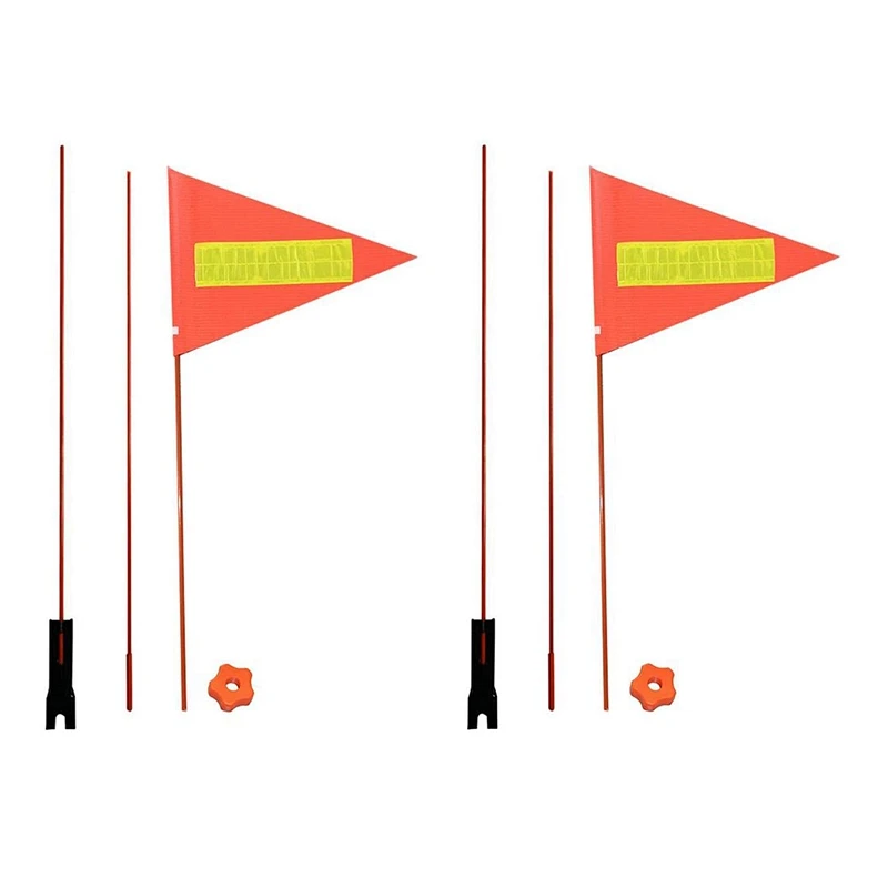 2 Set Bike Safety Flag with Fiberglass Pole Mounting Bracket,Adjustable