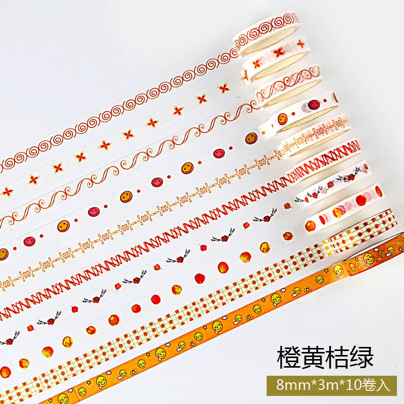 10 шт. базовые однотонные цветные стикеры японская лента Базовая однотонная Бумага васи клейкая лента DIY Скрапбукинг наклейка - Цвет: 4