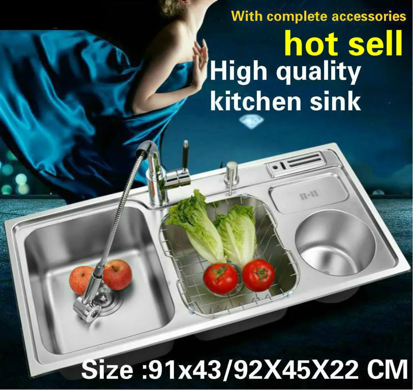 Tangwu Multi-functional high-grade кухонная раковина пищевой 304 нержавеющая сталь мм 1 мм толщиной двойной паз 91x43/92x45x22 см