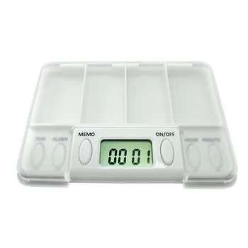 

4 Grid Intelligent Timer Reminder Pills Box Organizer Storage Pill Case NIN668