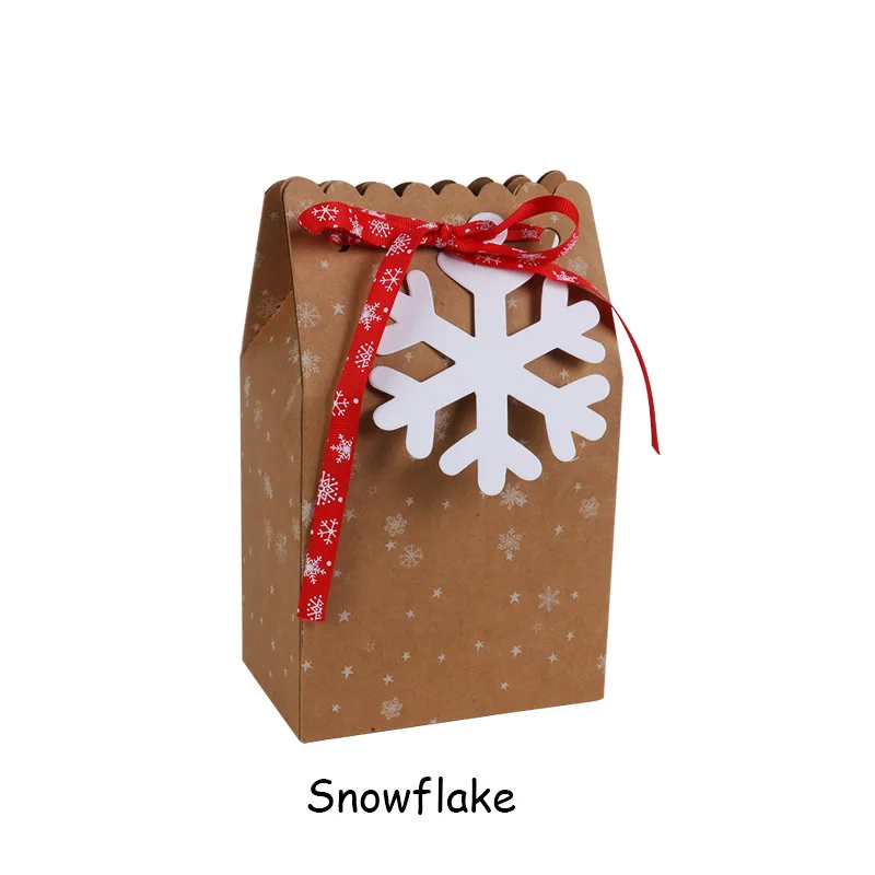 3pcsChristmas крафт-бумажные пакеты Рождественское украшение Снежинка Рождественская елка Конфета коробка печенья упаковка мешок Noel Рождество домашний декор