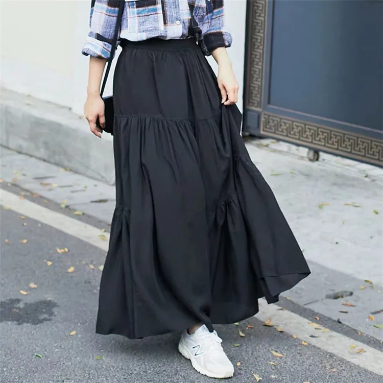 

New 2019 Autumn plus size cotton linen skirts,5XL 6XL 7XL Spring maxi long skirts Purple black white vintage skirts dropship