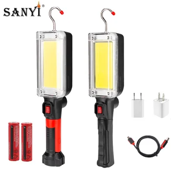 

Portable Lantern Flashlight USB Rechargeable 18650 Working Light COB LED Magnetic Work Lights Lintern for Camping Night Fishing