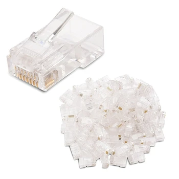 

100-Pack Cat 6 RJ45 Modular Plugs for Stranded UTP Cable