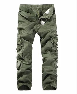 015 Army green Модные мужские брюки-карго с несколькими карманами, камуфляжные военные камуфляжные брюки для отдыха размера плюс 28-51 - Цвет: 015 Army green