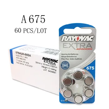 

60 PCS Rayovac Extra Zinc Air Hearing Aid Batteries 675A 675 A675 PR44 Hearing Aid Battery