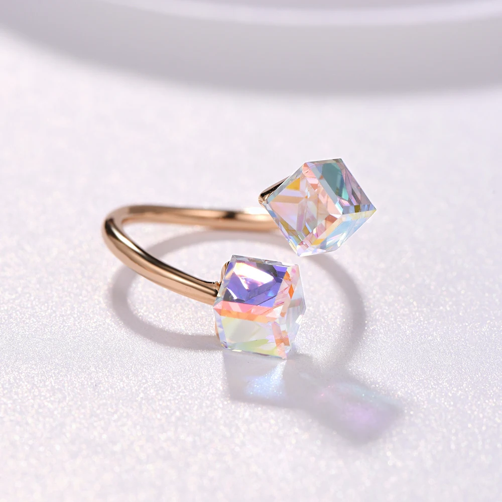 Malanda, кристаллы от Swarovski, открытые кольца для женщин, новая мода, розовое золото, женские кольца для свадебной вечеринки, ювелирные изделия, подарок для девочек