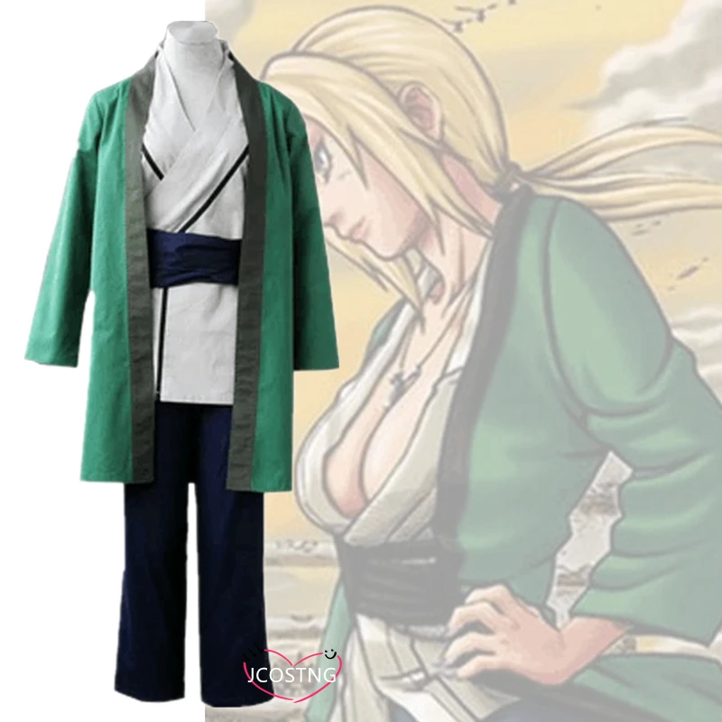 Костюм Tsunade для косплея аниме зеленый кимоно с париками на Хэллоуин комикс |