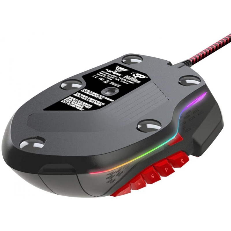 Мышь Patriot Viper V570 PV570LUXWK лазерная, проводная, 12000 dpi, USB, подсветка RGB, цвет: черный