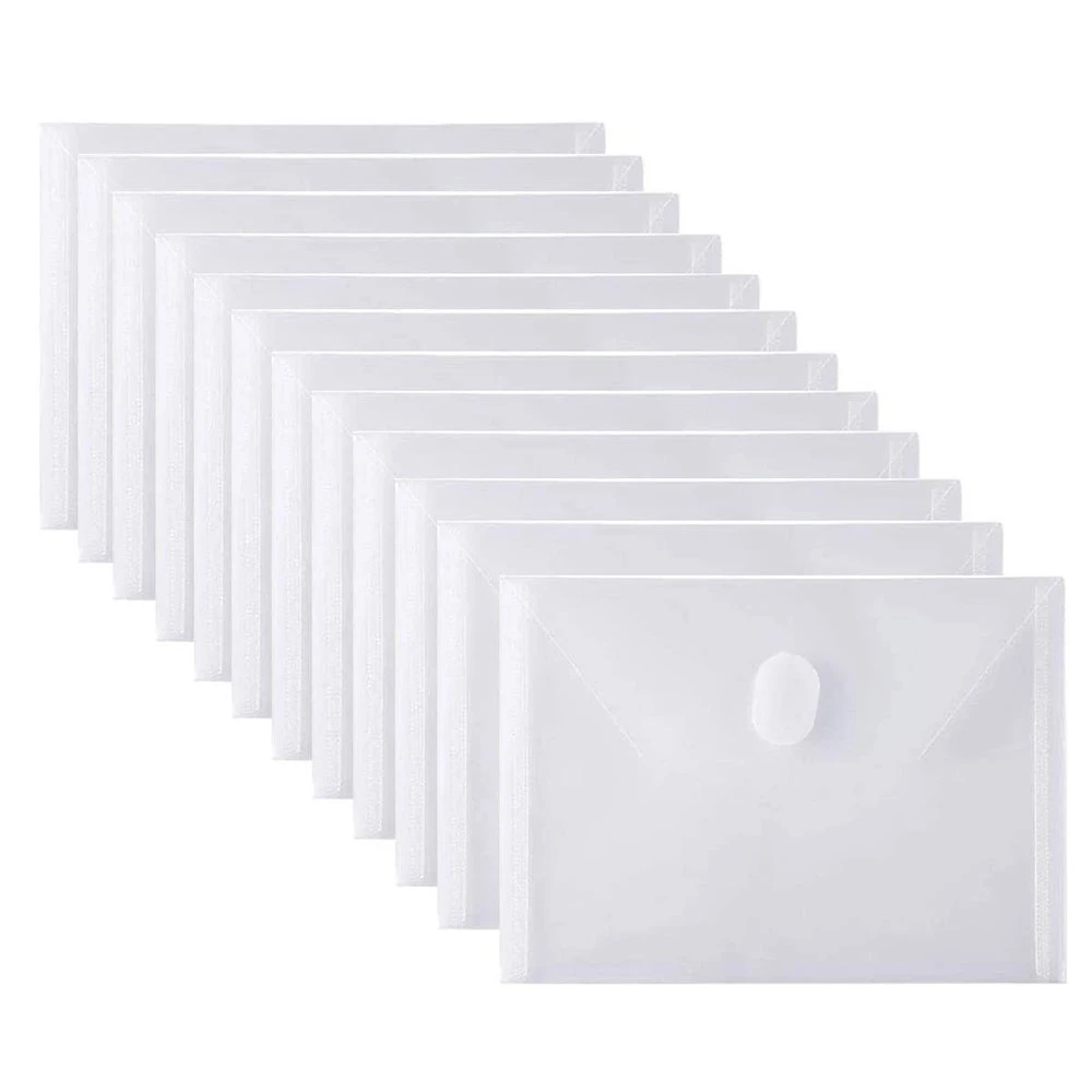 12 Pieces A7 Transparent Plastic Envelopes Folder With Velcro Closure