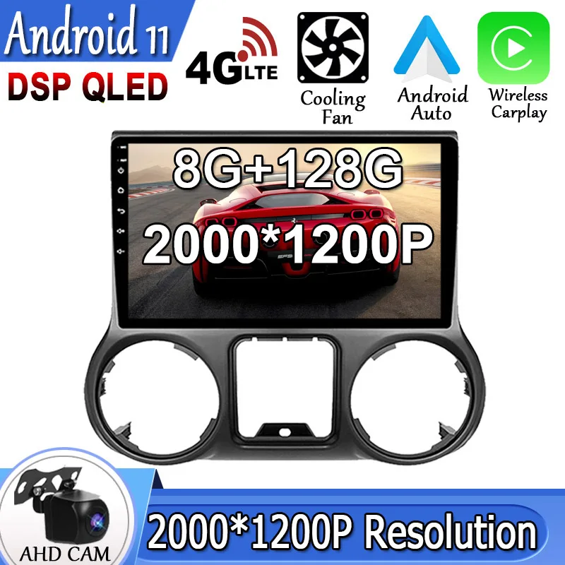 10 1 дюймовый беспроводной Carplay Android 11 для Jeep Wrangler 3 JK 2011 - 2014 LHD RHD автомобильный Видео