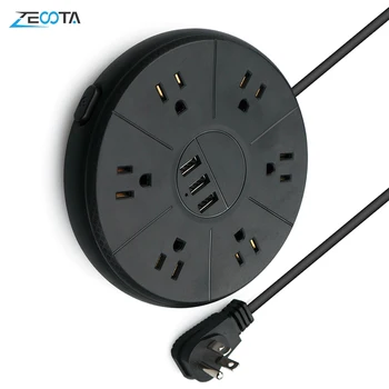 

Multiple Power Strip Extension Sockets Electric Surge Protector 6 US Plug Outlets with 3 USB Switch Overload Protection 2m Cord
