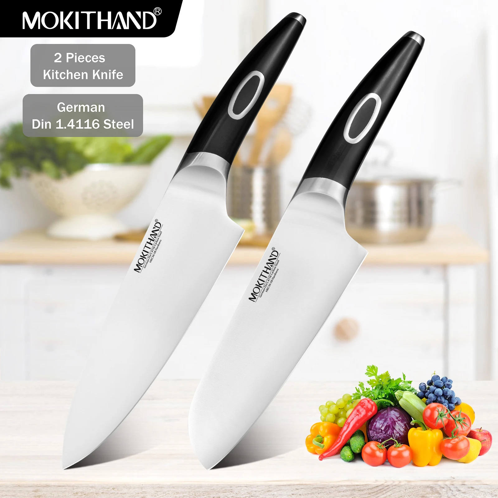 Кухонные ножи 2 шт. Набор японских ножей шеф повара немецкий нож Santoku накири из 1 4116 стали для овощей мяса рыбы