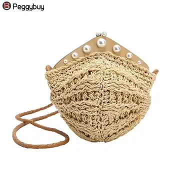 

Beach Rattan Circle Bag Shopping Straw Bag Hand Made Luxury Designer Women Handbags Tote Bag Weaving Wicker Bag
