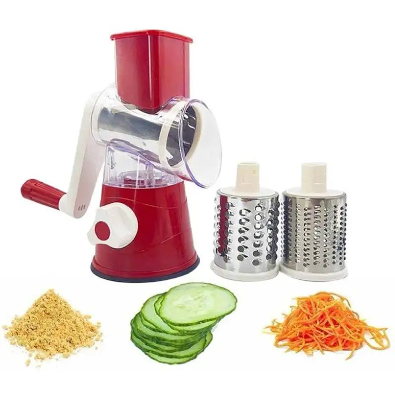 

Manual Vegetable Fruit Cutter Multifunctional Round Mandoline Slicer Shredder Carrot Grater with 3 Chopper Blade Kitchen Tool