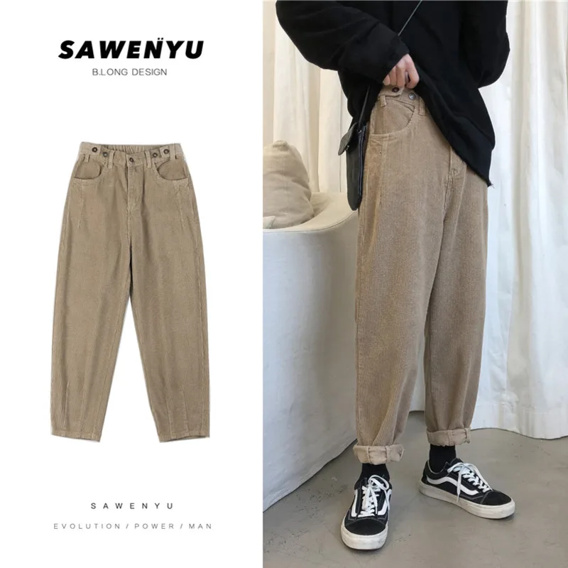 Corduroy Pants Men's Fashion Solid Color Retro Casual Straight Pants Men Streetwear Cotton Harem Pants Mens Trousers M-5XL Corduroy Pants Men's Fashion Solid Color Retro Casual Straight Pants Men Streetwear Cotton Harem Pants Mens Trousers M-5XL