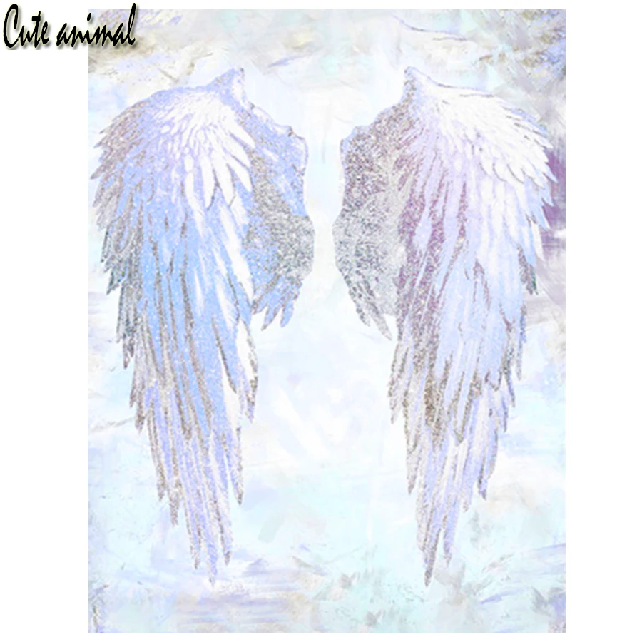 

5D алмазная живопись, полная выкладка, квадратные, круглые, белые крылья ангела, перья, «сделай сам», алмазная вышивка, Алмазная мозаика, Набор для вышивки крестиком