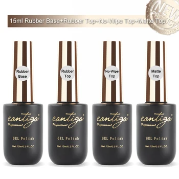 

Contigo Gel Varnishes Nail Base and Top Coat Set for Nails 15ml UV Led Matte Top Hybrid Nail Polish Semipermanent Enamel Gellak