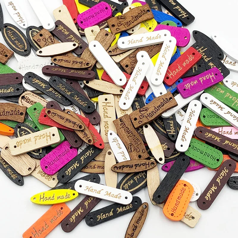 

100pcs Mixed Color Hand Made Letter Sewing Natural Wood Button WB524