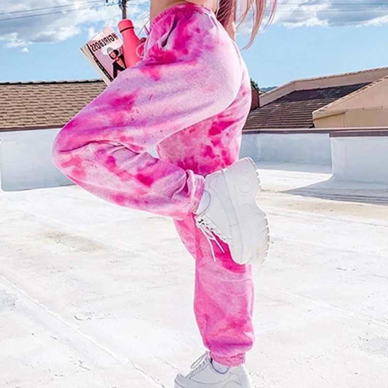 Pink Tie Dye Print Baggy Women Jogger 