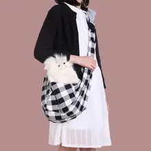 Pet Dog Cat Outdoor Travel Crossbody Bag Breathable Portable Shoulder Bags Black and White Checks Red and Black Checks