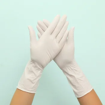 

100pcs Disposable Gloves White Nitrile Rubber Latex Gloves Food Laboratory Cleaning Plastic 12 Inch Long Thick Durable Gloves