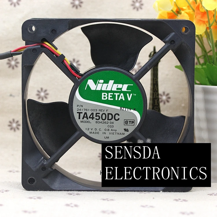 Для Nidec TA450DC B34262-34 12 В 0.8A 12038 12 см большой воздушный поток охлаждающий вентилятор для NIDEC 120*120*38 мм