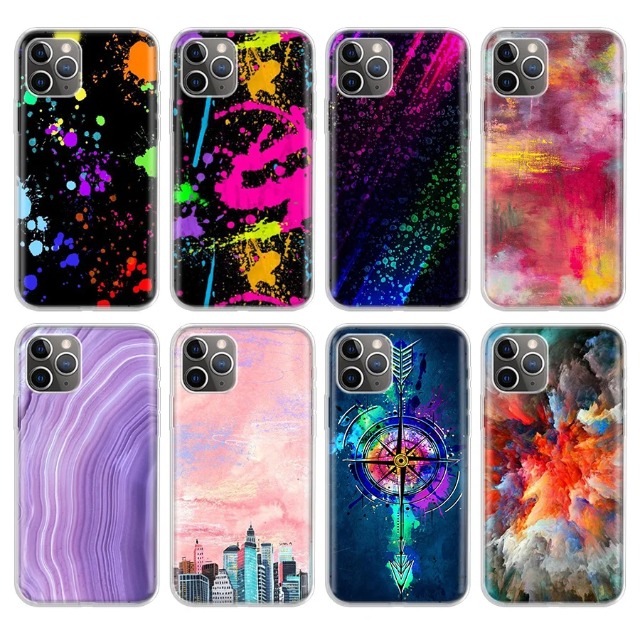 

Fashion Colored Painting Phone Case For Apple iPhone 11 Pro 6 6S 7 8 Plus + X 10 Ten XS MAX XR 5 5S SE Soft Phone Cover