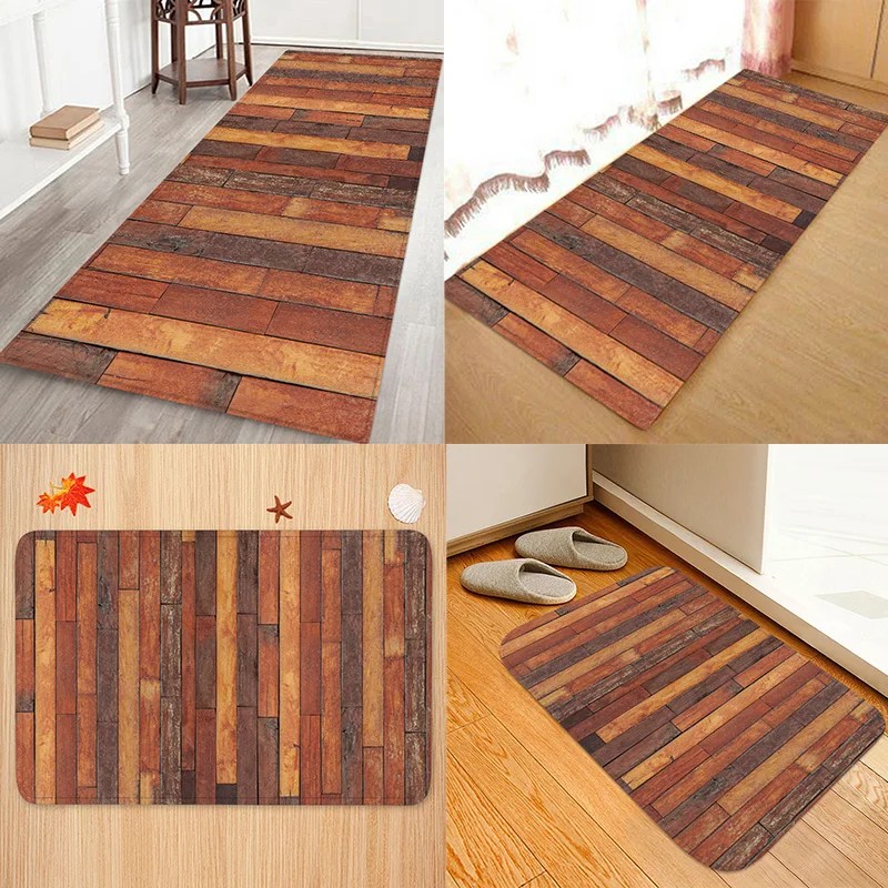 Brown wood bars Flannery printing Anti-Slip absorbent home mat