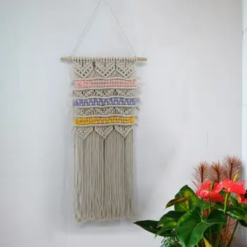 

Macrame Woven Wall Hanging Tapestry with Tassels Boho Chic Bohemian Home Geometric Art Decor Decorative Wall Carpet 2 PCs/Lot