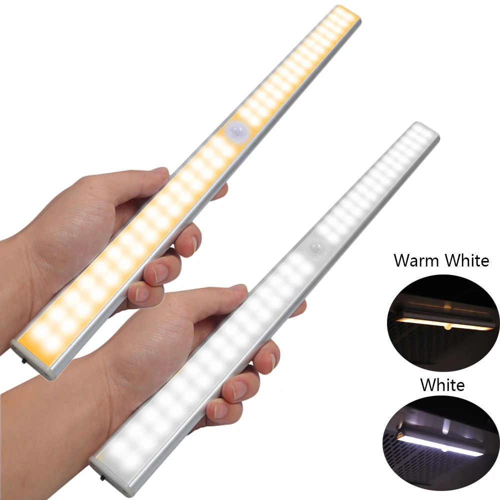 LED Under Cabinet Light PIR Motion Sensor Night Light 19CM 10LED 40CM 60LED Kitchen Wardrobe Lamp Powered by USB/Battery