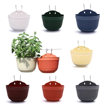 

Hanging Planter Resin Rattan Succulents Flower Pot Decor Container Home Garden