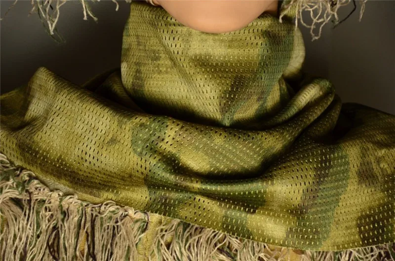 Хлопок Keffiyeh Шарф шемаг тактическая снайперская завеса сетка камуфляж шарф для страйкбола, пейнтбола, стрельбы, охоты, Wargame - Цвет: AT-FG