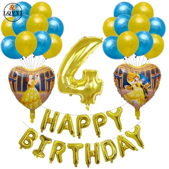 

24pcs Beauty and the Beast foil balloons 30'' Number balloon Globos princess girl Birthday Party decorations baby shower supplie