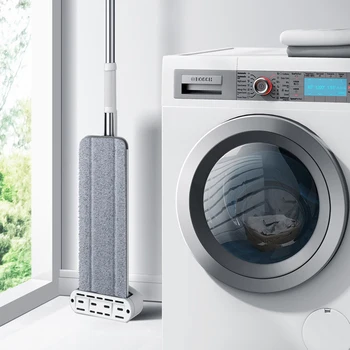 

Floor Mop with Replacement Microfiber Pads Washing Flat Mop Lazy Mop Kitchen Laminate Wood Ceramic Tiles Floor Cleaning Tools