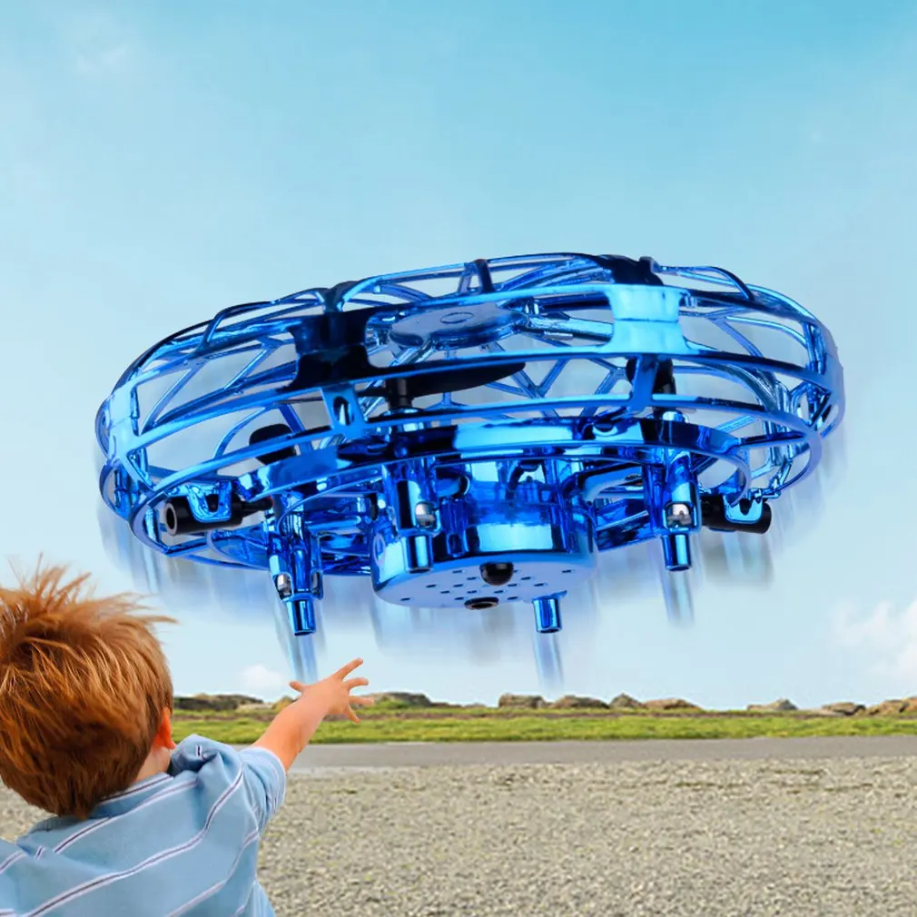 Мини Радиоуправляемый Дрон с датчиками Квадрокоптер гироскоп Летающий шарик умный Небьющийся Карманный НЛО индукции безопасные игрушки подарки для детей