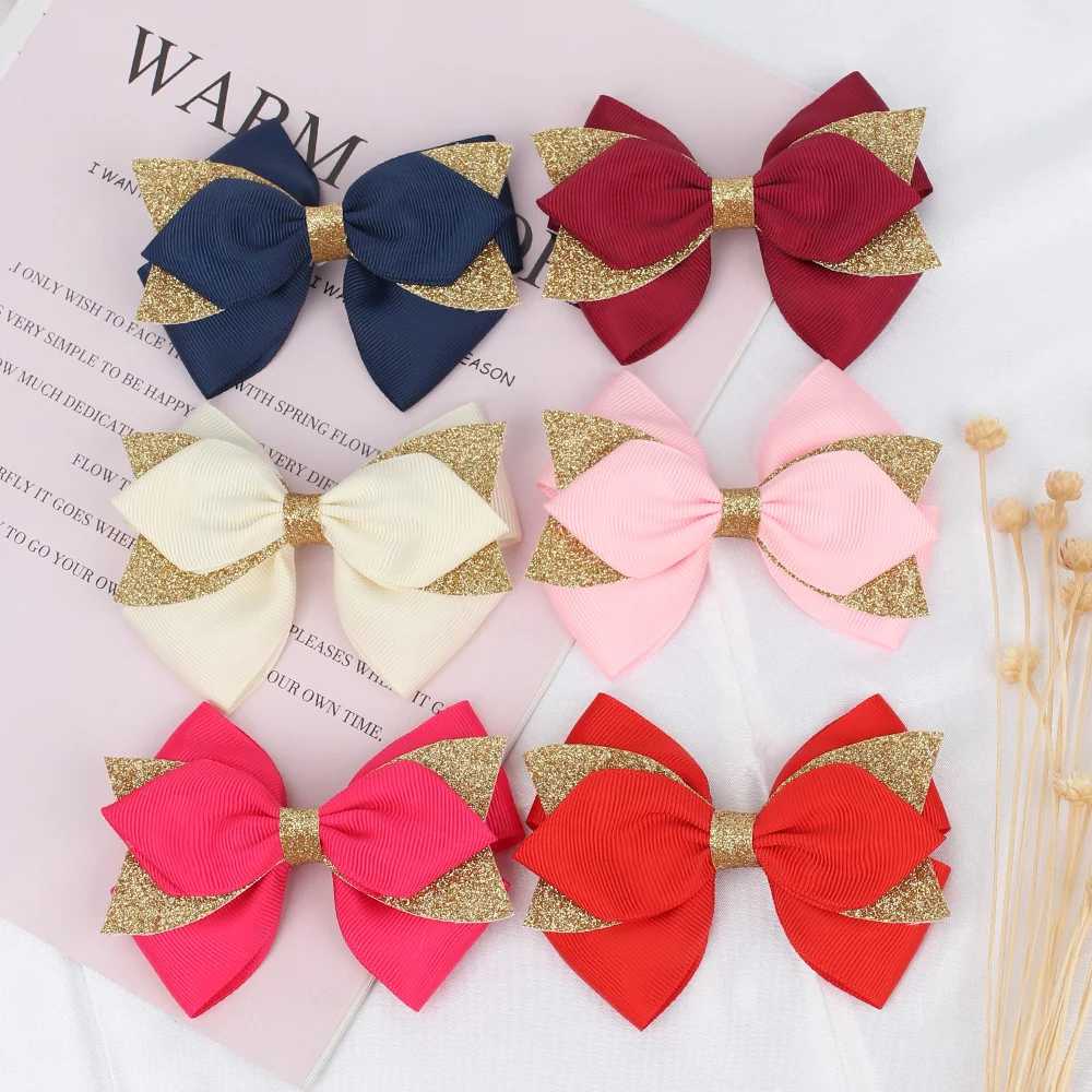 Oaoleer Colors Solid Grosgrain Ribbon Bows Clips Hairpin Girl's hair bows Boutique Hair Clip Kids Hairpins Hair Accessories