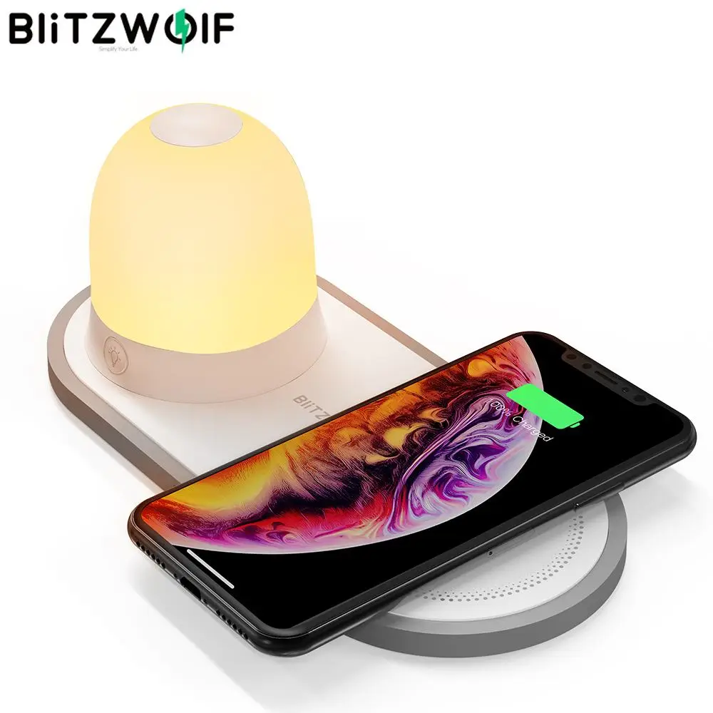[QI зарядка] BlitzWolf BW-LT26 2700 k-5000 k светодиодный Ночной светильник с 10 Вт Qi Беспроводной Зарядное устройство Тип-Док-станция с USB Магнитные съемные настенные светильники