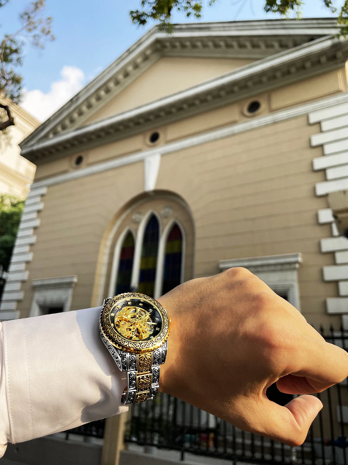 Forsining Diamond Automatic Watches Men Mechanical Wristwatches Fashion Golden Black Skeleton Wrist Watch Luxury Zegarek Męski