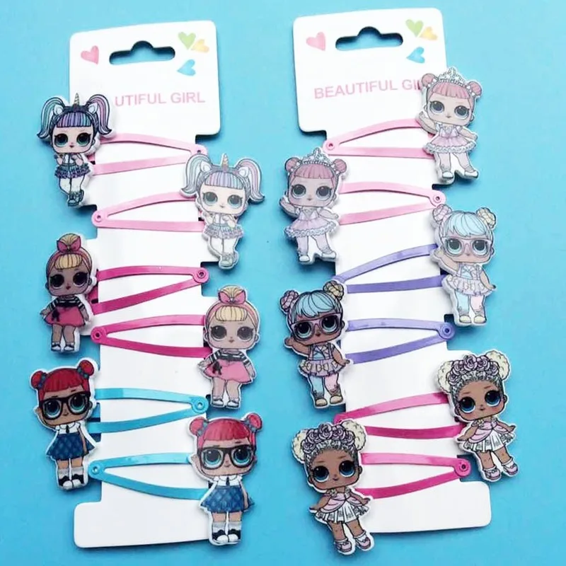 LOL Surprise-horquilla de goma para el pelo para niña, accesorios para el cabello con estampado de resina de dibujos animados, regalo para niña, 6 uds.