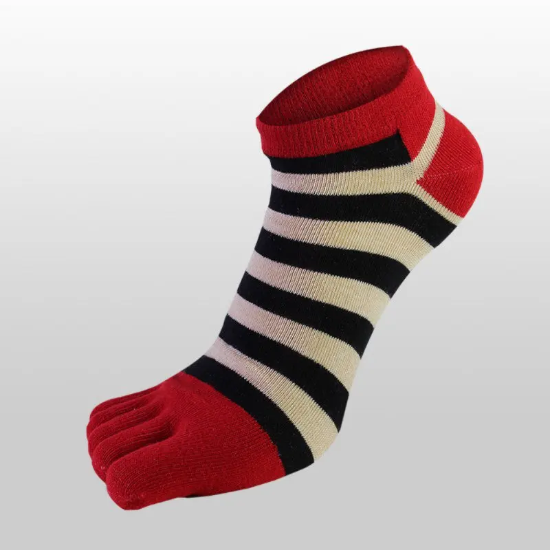 Мужские хлопковые носки с носком дышащие впитывающие пот полосатые носки с пятью пальцами летние мужские носки T x